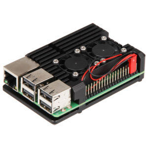 Caixa bloco alumínio Raspberry Pi 3 B/B+ (dissipador passivo + 2 ventoinhas)